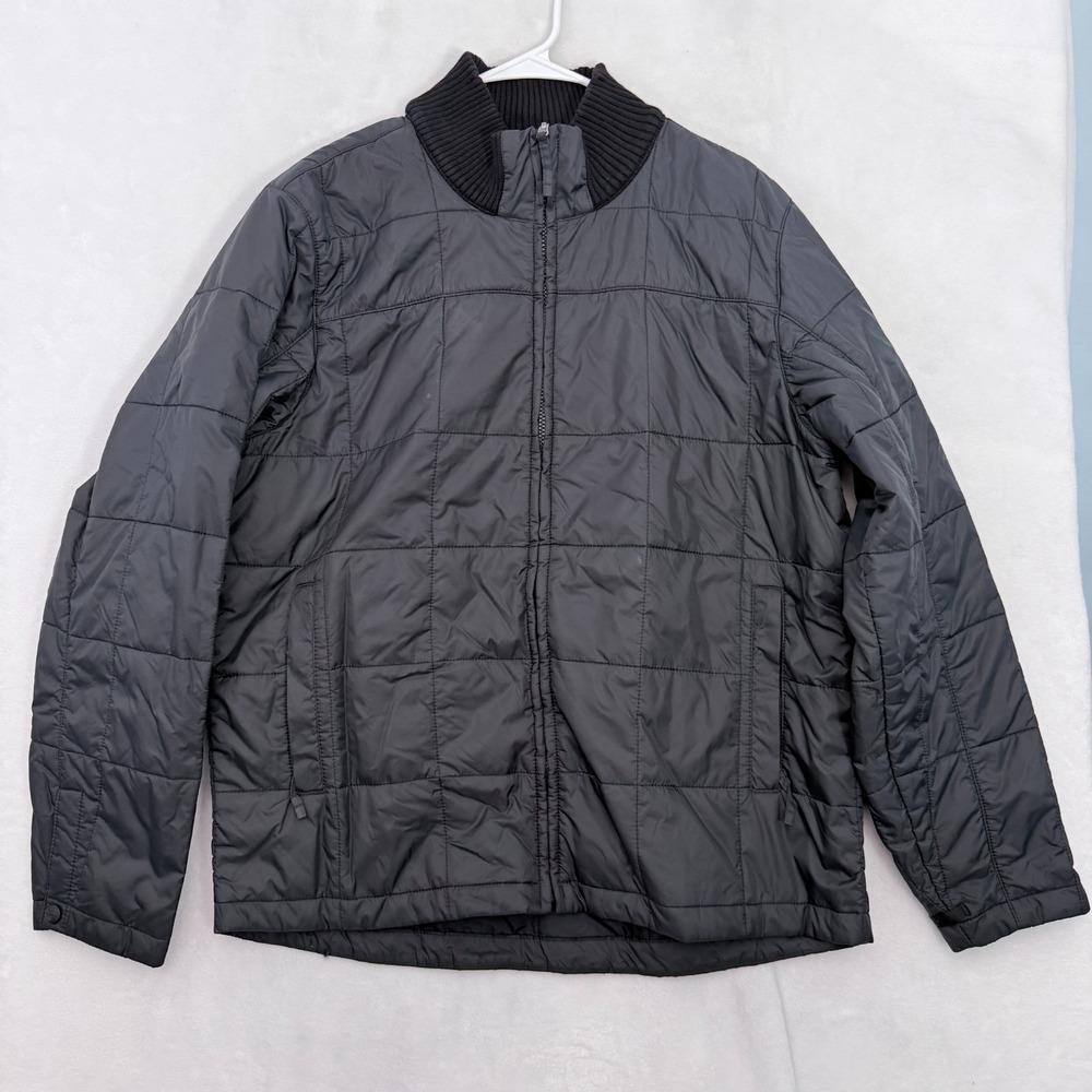 LL Bean Quilted Jacket Mens L Black Full Zip Insulated Lightweight